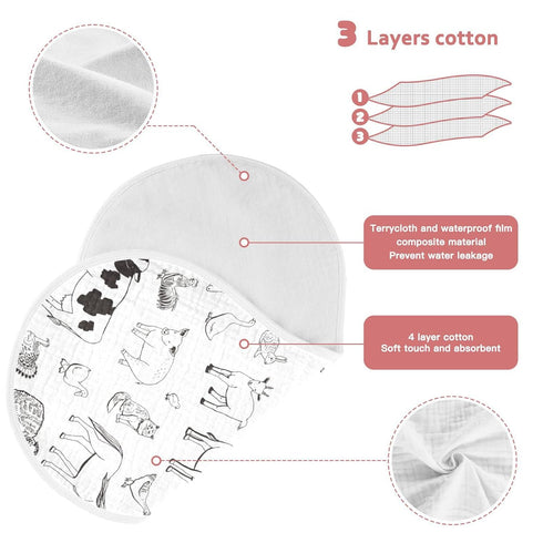 WELLDAY Set 1, 22 11 Inch Muslin Baby Burp Cloths of Soft Absorbent Farm Animals Muslin Washcloths, Bibs, Face Towel