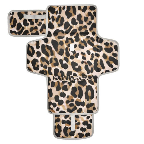 Jihqo Diaper Changing Pad Leopard Print Portable Diaper Mat with Built-in Pillow Travel