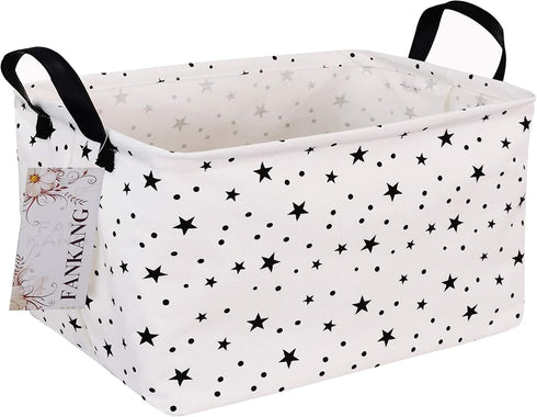 FANKANG Storage Basket, Nursery Hamper Canvas Laundry Basket, Foldable with Waterproof PE Coating for Clothes, Toys