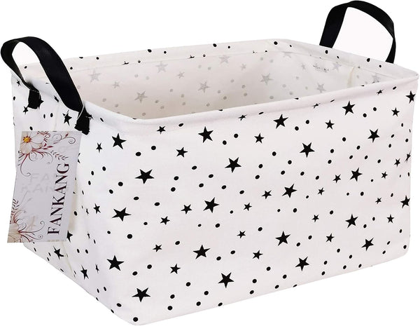 FANKANG Storage Basket, Nursery Hamper Canvas Laundry Basket, Foldable with Waterproof PE Coating for Clothes, Toys