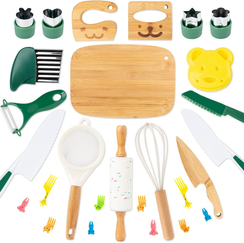18 Sets Set Set, PCS Kids Cooking Real, Montessori Kitchen Tools for Toddlers, Cooking & Baking for Kids Little Chefs