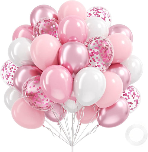 Light Pink and White Balloons, 60pcs 12inch Pearl Light Baby Pink Confetti