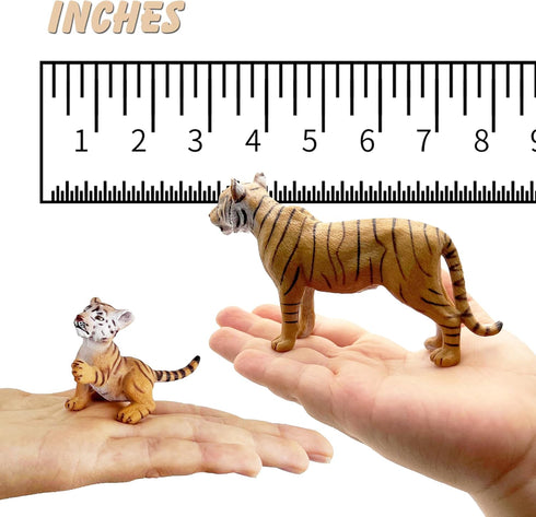 Gemini&Genius Tiger Toy Figures for Kids, Safari Animal Action Figures with Cub, Great for Gifts and Party Favors
