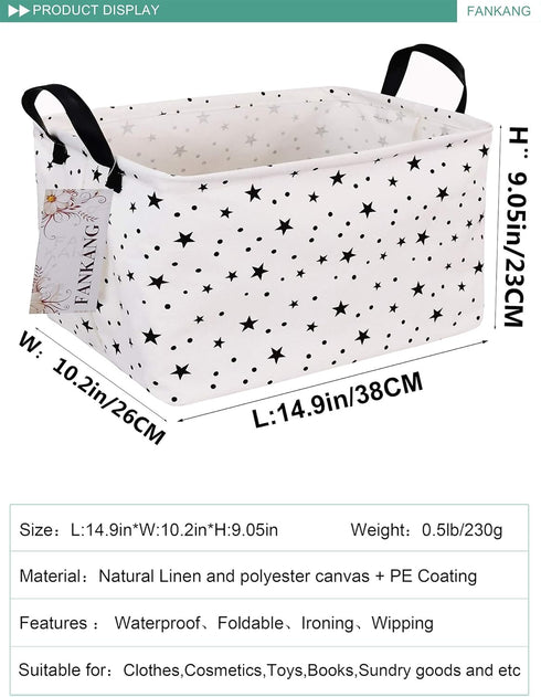 FANKANG Storage Basket, Nursery Hamper Canvas Laundry Basket, Foldable with Waterproof PE Coating for Clothes, Toys