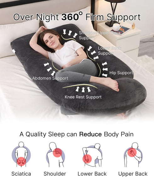 ALLOPERA 57 Inch Pregnancy Pillow, Full Body Maternity Pillow with Removable Washable Cover - Sleep Support for Legs