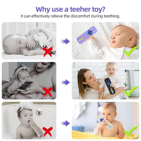 Chuya Silicone Baby Teether Toy | Chew Toy for Babies 0-6 Months | Teething Relief Remote Control Shape (3 Pack)