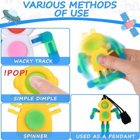 24Pcs Pop Fidget Spinners Bulk - Deformable Astronaut Fidget Spinner Keychain for Kids Adults Christmas Favors