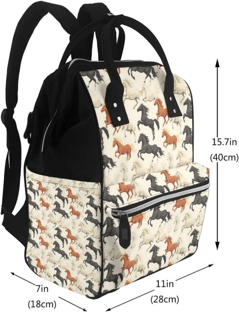 TZTTZT Backpack, Mommy Cool Colorful Horse Print Diaper Bag Toddler Baby Girl Boy Diaper Bag for Mom Dad, Bags Travel