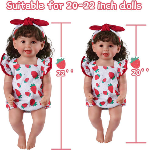 BABESIDE Reborn Baby Doll Clothes for 20-22 Inch Dolls, Strawberries Baby Doll Outfits with Pacifier