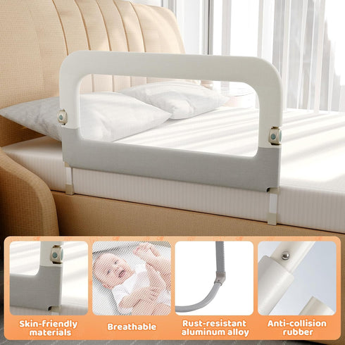 47inch omzer Bed Guard Rail for Toddlers - Foldable & Adjustable Height Baby Bed Safety Side Rails - Large Toddler Crib