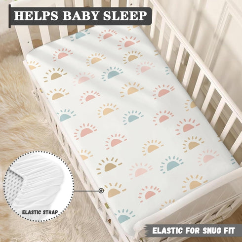 Winpema 28"x52" Colored Sun Fitted Crib Sheet Sunshine Baby Crib Sheet Fit Standard Crib and Toddler Mattress,Crib