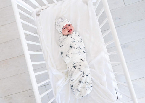 Marble Design Large Baby Swaddle Blanket - Premium Knit for Comfort