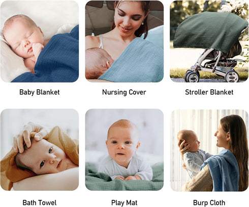4 Pack 100% Muslin Swaddle Blankets for Baby Girls and Boys, Breathable and Skin-Friendly Newborn Receiving Blanket