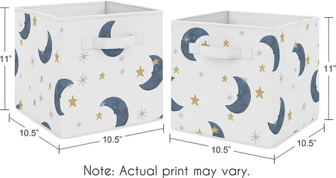 Set 2 Sweet Jojo Designs Moon and Star Foldable Fabric Storage Cube Bins Boxes Organizer Toys Kids Baby Children's