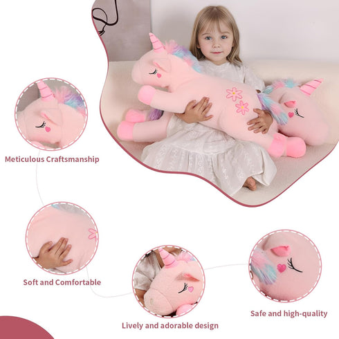 32inch Cute Giant Pink Unicorn Plush, Jumbo Soft Body Pillow Pet, Large Rainbow Unicorn Stuffed Animals Toy, Big Doll