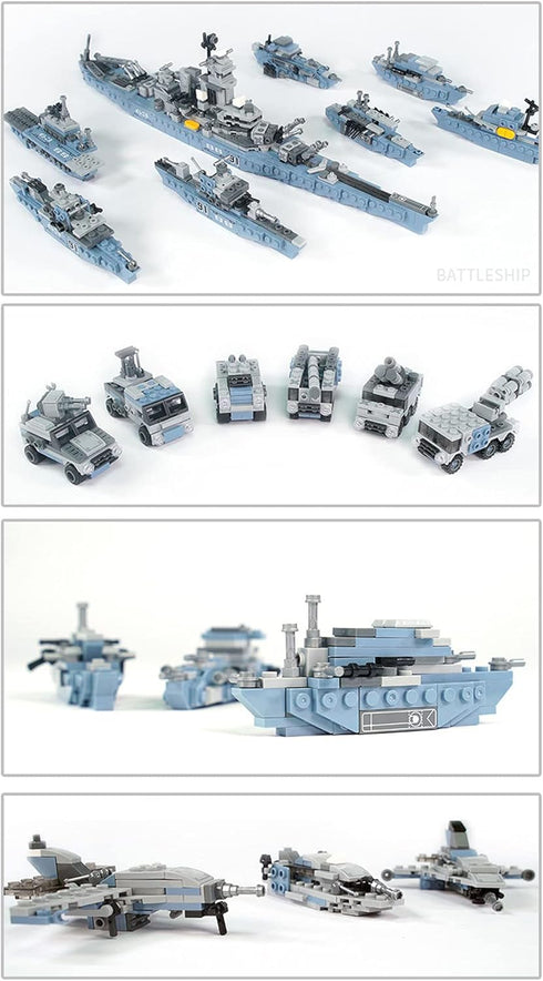 Military Army Building Toys 8IN1 USS Missouri Battleship STEM Building Blocks for Boys 3-12 Years Old, 25 Models