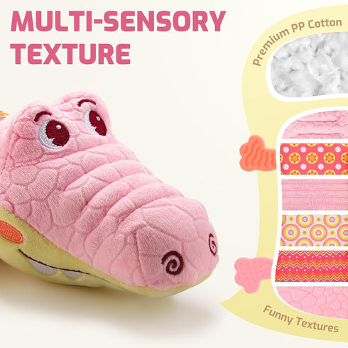 Tummy 0-12 Sumobaby Crocodile Baby Toys Musical Crocodile, Stuffed Animal Activity Soft Toys with Teether