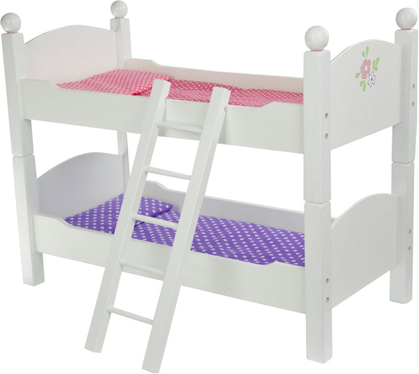 Olivia's Little World 18 in. Doll Wooden Convertible Bunk Bed, Gray, Pink, and Purple, Stacked or Unstacked