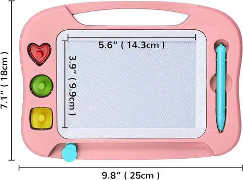 SGILE Magnetic Drawing Board for Kids, Colorful Erasable Doodle Board with Magnet Pen and Stamps