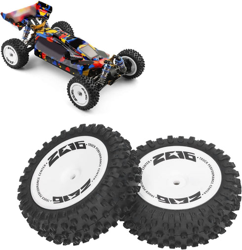 Alomejor 2Pcs Rubber RC Car Rear Tires Set for 124007 Remote Control Car