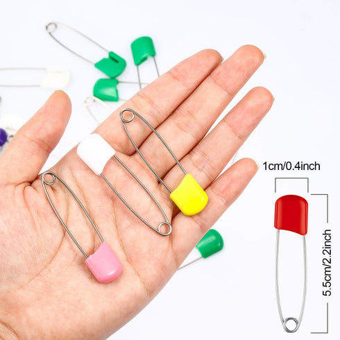 50 Pieces Safety Diaper Pins, 2.2 Inch Plastic Head Cloth Diaper Nappy Pins with Locking Closures