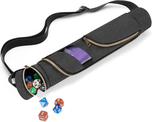 W14x L24 Rexmica Playmat Tube Case with Dice Holder for Playmats, Gaming Playmat Tube Storage Bag Compatible
