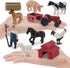 MEMOVAN Realistic Mini Barn Farm Toys Tractor Playset - Plastic Farm Animals, Cake Toppers, Toy Truck