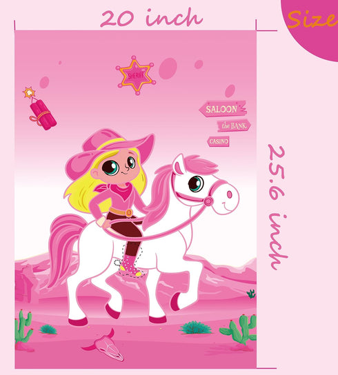 Cowgirl Birthday Party Decorations, Disco Pink Cowgirl Western Horse Favor Supplies, Pin The Boot on The Cowgirl Game.