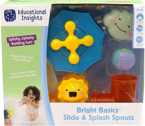 Educational Insights Bright Basics Slide & Splash Spouts - Bath Toy for Toddlers Ages 2+