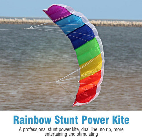 1.4m/2m/2.7m Rainbow Color Dual Line Stunt Power Sport Kite Flying Tools for Outdoor Fun Play