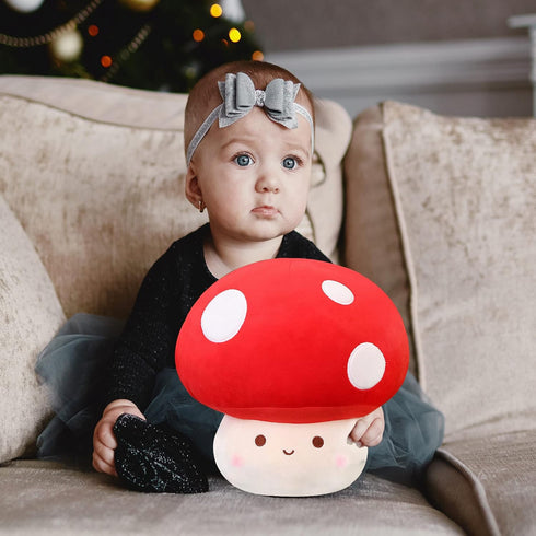 Large Mushroom Plush Toy - Stuffed Animal Hugging Throw Pillow for Birthday or Valentine Gift