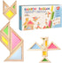 BOHS Translucent Tangram with Multilingual Activity Cards - 1 Inch Thickness, Preschool Gift, Window Puzzle Toys