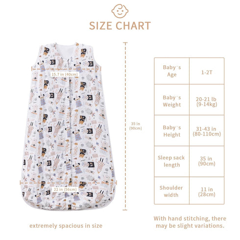 1-2T, 0.5 100% 2-Way 12-24 TADO MUSLIN Toddler Sleep Sack TOG Lightweight Wearable Blanket, Organic Cotton Muslin