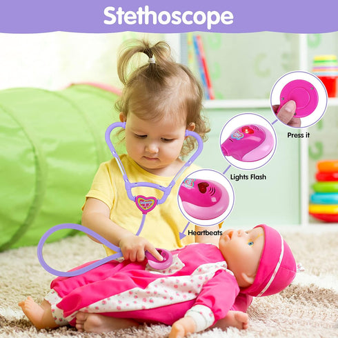 3-5, 22 Set 3 4 5 6 7 GINMIC Doctor Kit for Toddlers Pieces Pretend Play Doctor with Halloween Role Play Doctor Costume