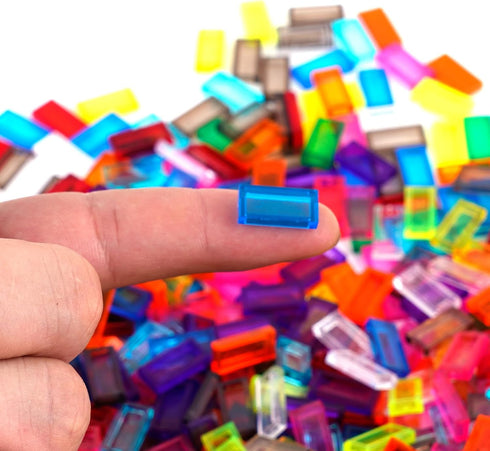 1x2 1000pcs Transparent Tiles Flat Bricks - Classic Building Blocks Parts and Pieces,Smooth Plate Water MOC Accessories