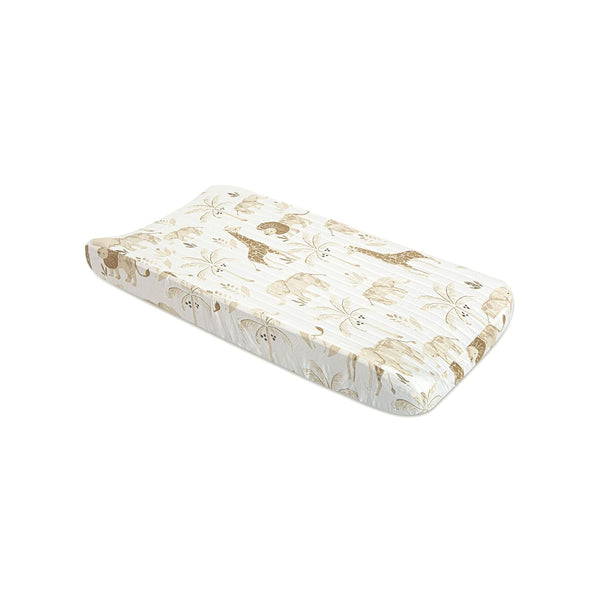 Crane Baby Jungle Theme Changing Pad Cover, 100% Cotton, Quilted Design, Machine