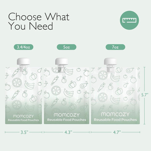 Momcozy Reusable Baby Food Pouches for Toddlers, BPA Free, Freezer Safe, Refillable, 10 Packs, 5oz