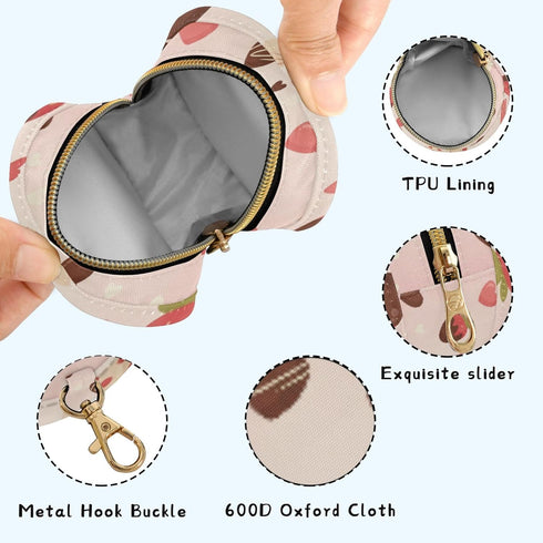 PYBUG Chocolate Round Pacifier Storage Case, Polyester & TPU Lined with Hook Buckle, Pacifier Container Box for Baby