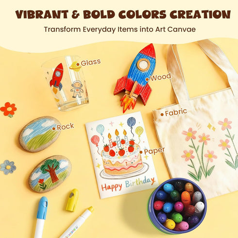 18 120 JUPITEARTH Colors Rocket Tempera Paint Sticks with PDF Coloring Pages, Quick Drying, Non-Toxic and Washable