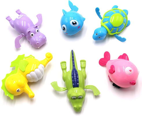 Floating Wind-up Bath Water Toys - 6 Pcs Sea Animal Bath Toy Set for Kids and Toddlers, Bathtub Playset