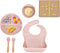 Silicone Baby Feeding Set - Toddler Led Weaning Supplies - Kids Plate, Bowl, Spoon and Fork Set (Cream)