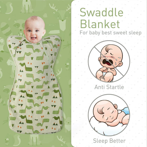 3-Way Wearable Swaddle Blankets Sleep Sacks with Arms Up, Hands Up Sleeping Sack Easy Diaper Changing Sleeping Bag