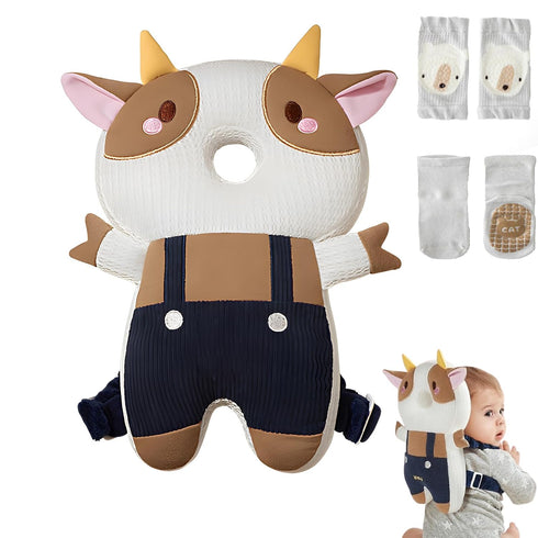 WKC Baby Head Protector Backpack with Knee Pads & Non-Slip Socks, Toddler Safety