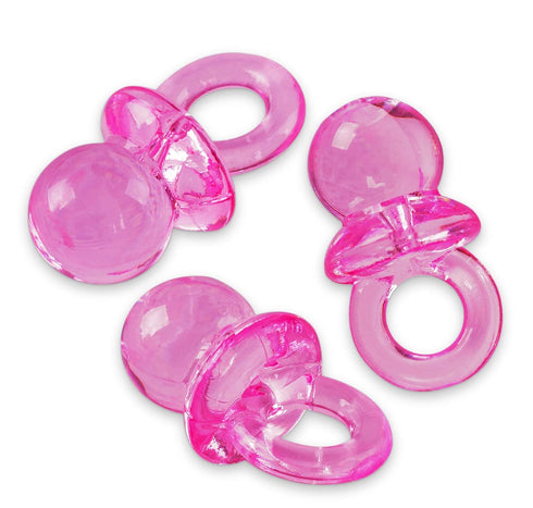 Super Z Outlet Mini Acrylic Baby Pacifiers for Baby Shower Decorations, 144 Pieces (Pink)