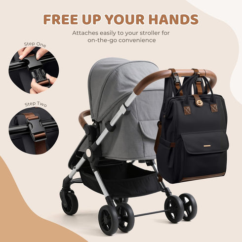 Backpack,Multi mom,16 Inch,Black Diaper Bag Function Water Resistant Diaper Bag With Hook,Casual Hanging diaper bag