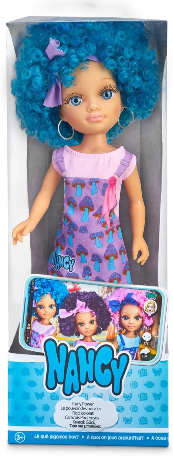 Nancy Curly Power Fashion Doll, 16" Doll with Blue Hair