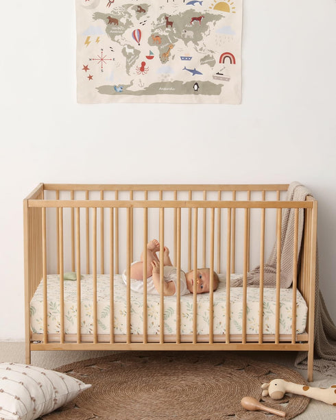 52''x28'' 2 Pack(Roman Blissful Diary Muslin Crib Sheets for Girl Boy, Boho Neutral Soft Cotton Baby Sheet for Standard