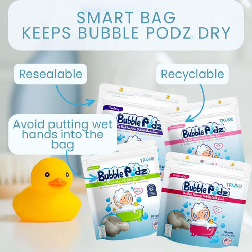 (60 TruKid Bubble Podz Bubble Bath for Kids, Toddlers, & Babies, NEA-Accepted for Eczema, Gentle Refreshing Colloidal