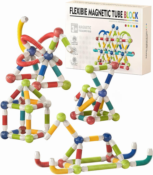 CLNENSOO 85PCS Extendable Magnetic Toy Montessori Toys for Boys & Girls,STEM Education Building
