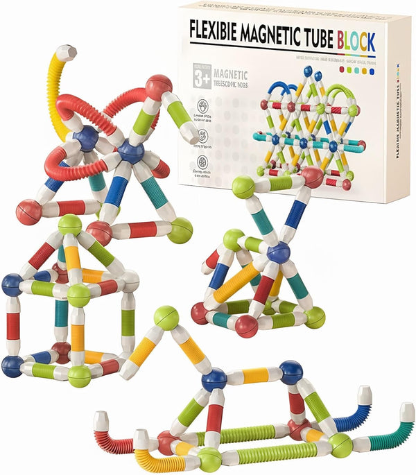 CLNENSOO 85PCS Extendable Magnetic Toy Montessori Toys for Boys & Girls,STEM Education Building
